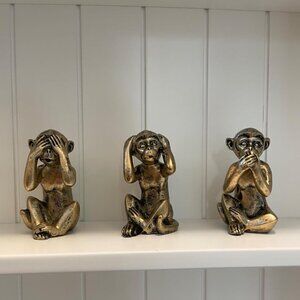 3 Wise Monkeys Statue for Home Décor Accents Monkey Gift Shelf Décor Accents